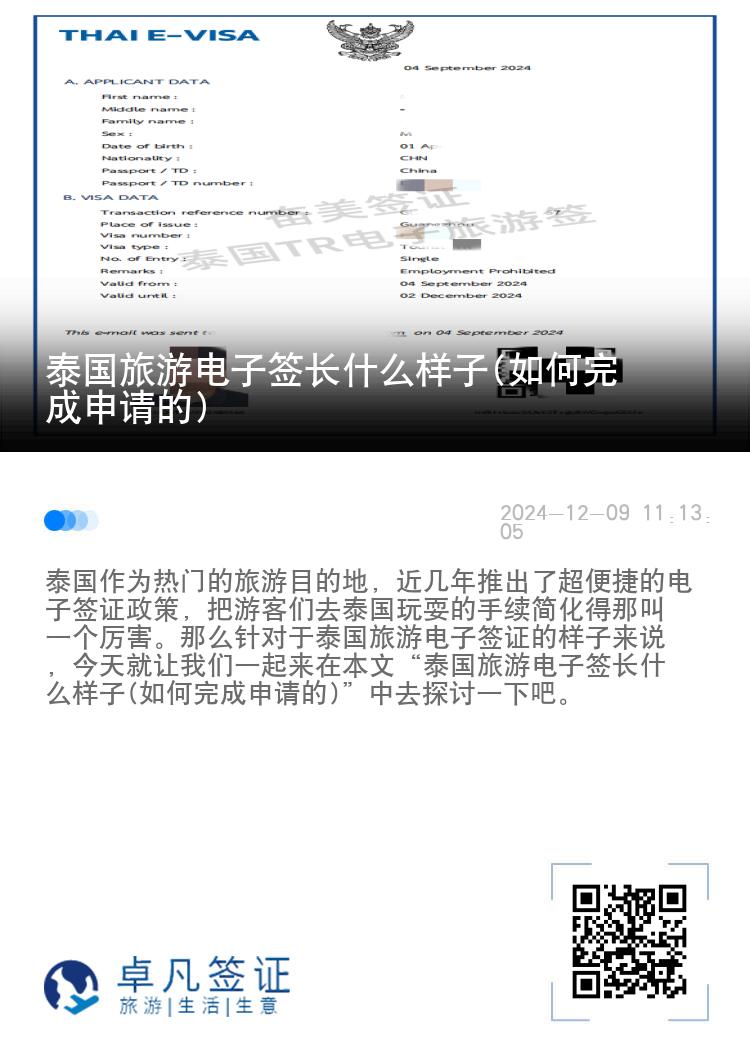 泰國(guó)旅游電子簽長(zhǎng)什么樣子(如何完成申請(qǐng)的)